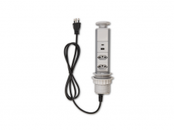 Modelo Faceado 2 tomadas NBR e 2 usb tipo A e tipo C cinza QTMOV