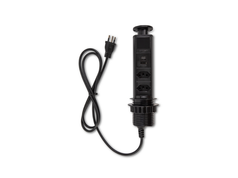 Modelo Faceado 2 tomadas NBR e 2 usb tipo A e tipo C preto QTMOV Modelo Faceado 2 tomadas NBR e 2 usb tipo A e tipo C preto QTMOV