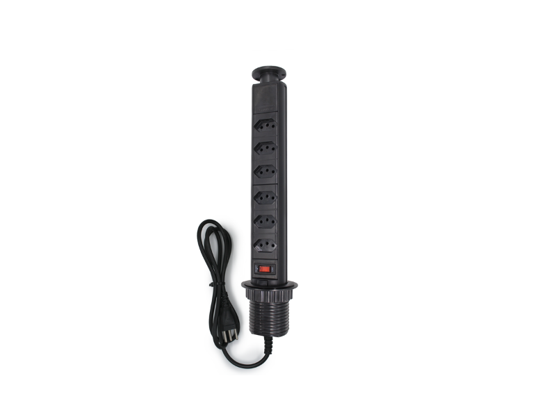 Modelo Faceado 6 tomadas NBR preto QTMOV Modelo Faceado 6 tomadas NBR preto QTMOV