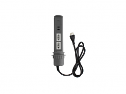 Modelo Clássico de torre de tomada cinza 2 tomadas e 2 USB tipo A QTMOV